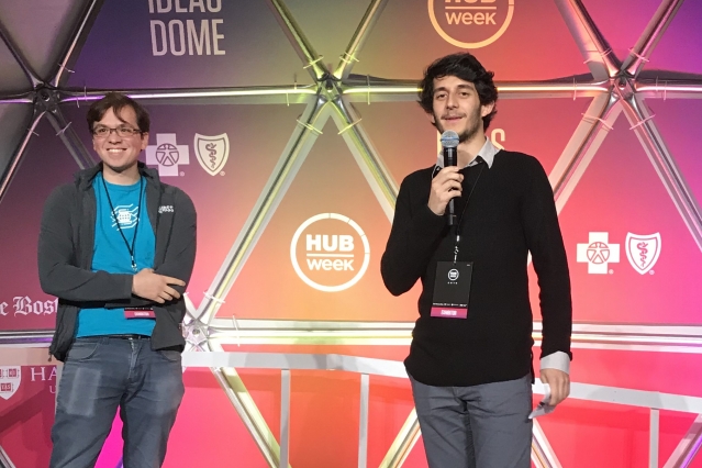 Nathaniel Fruchter (left) and Donovan Guttieres, both master's students with the MIT Technology and Policy Program (TPP), were two of the IDSS student leaders of the HUBweek Policy Hackathon.