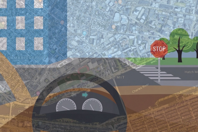 To bring more human-like reasoning to autonomous vehicle navigation, MIT researchers have created a system that enables driverless cars to check a simple map and use visual data to follow routes in new, complex environments. Image: Chelsea Turner